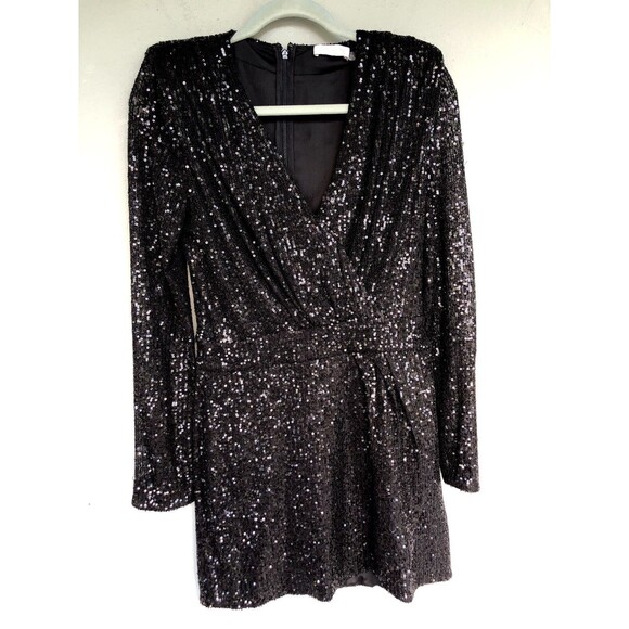 Ramy Brook Sequin Mini Dress Women 6 Becky Faux Wrap Deep-V Cocktail  Party - Picture 3 of 16
